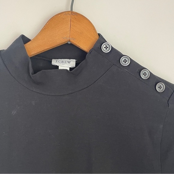 J. Crew Bodysuit Medium Black Mock Turtleneck Buttons - Picture 2 of 8